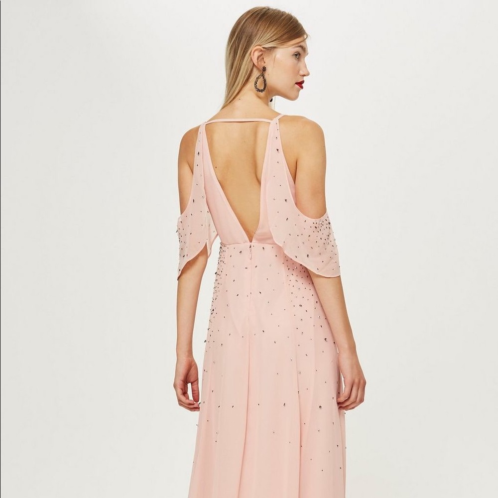 NWT Topshop women pink cold shoulder maxi dress 4